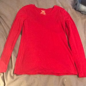Red long sleeve v-neck
